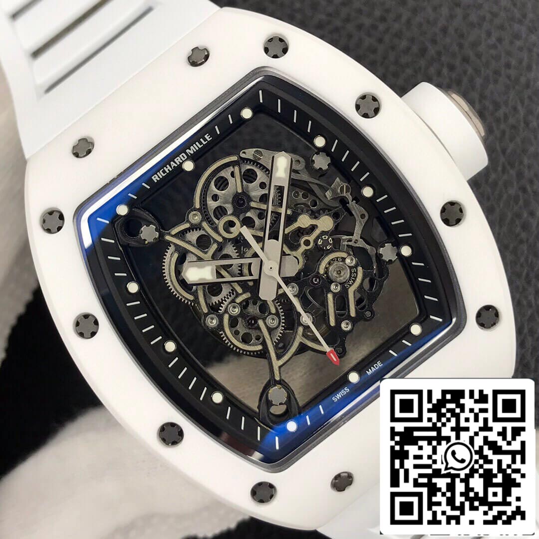 Richard Mille RM055 1:1 Best Edition ZF Factory in ceramica bianca