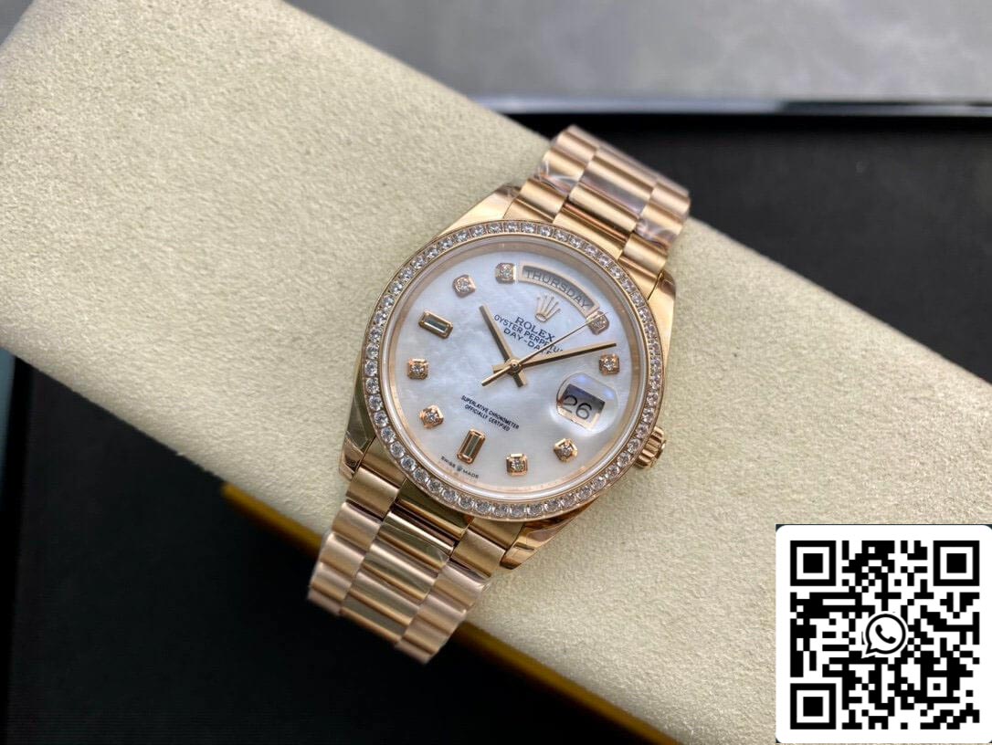 Rolex Day Date 128238 1:1 Mejor edición EW Factory V2 Bisel engastado con diamantes