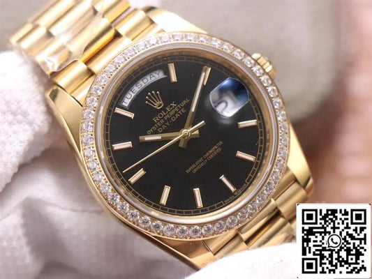 Rolex Day Date 40MM 1:1 Mejor edición EW Factory Oro amarillo Esfera negra