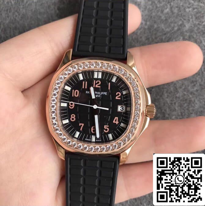 Patek Philippe Aquanaut 1:1 Mejor Edición PPF Factory Diamante Oro Rosa Esfera Negra