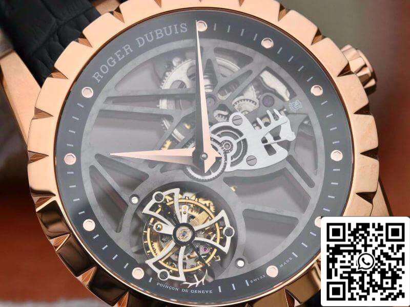 Roger Dubuis Excalibur RDDBEX0392 1:1 Best Edition Tourbillon svizzero cinturino in pelle nera