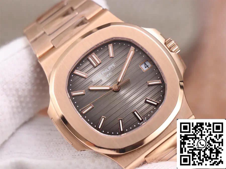 Patek Philippe Nautilus 5711/1R-001 1:1 Mejor Edición PPF Factory V4 Oro Rosa Esfera Marrón Suizo ETA324