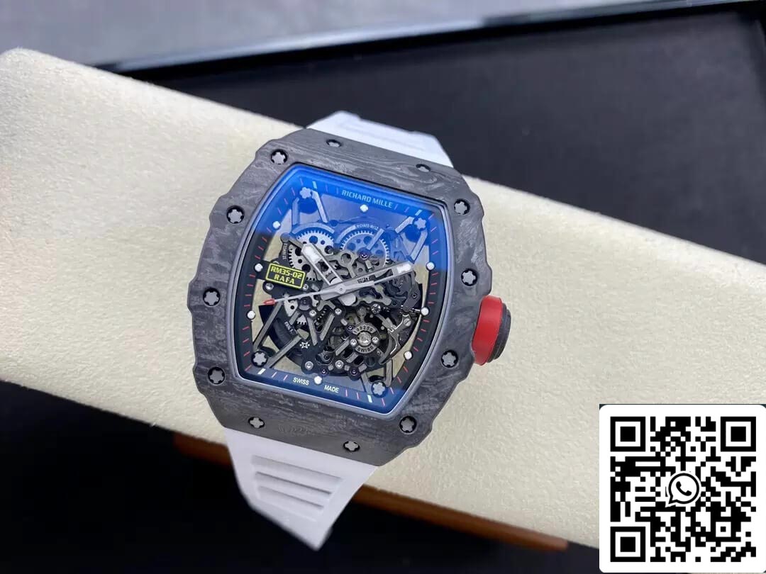 Richard Mille RM35-02 1: 1 Best Edition T + cinturino bianco in fibra di carbonio di fabbrica