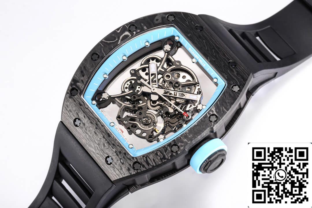 Richard Mille RM055 NTPT 1:1 Mejor edición BBR Factory Correa de caucho negra