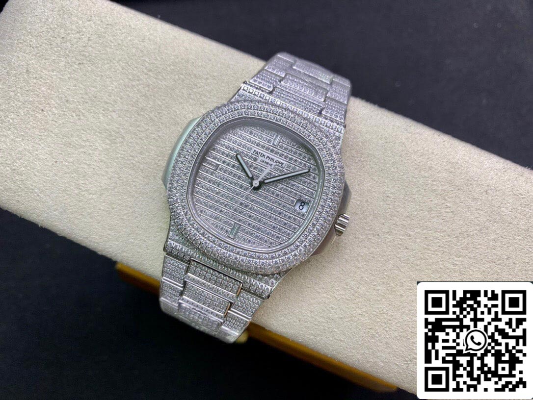 Patek Philippe Nautilus 5719/10G-010 1:1 Miglior Edizione PPF Factory V4 Argento Diamante Svizzero ETA324