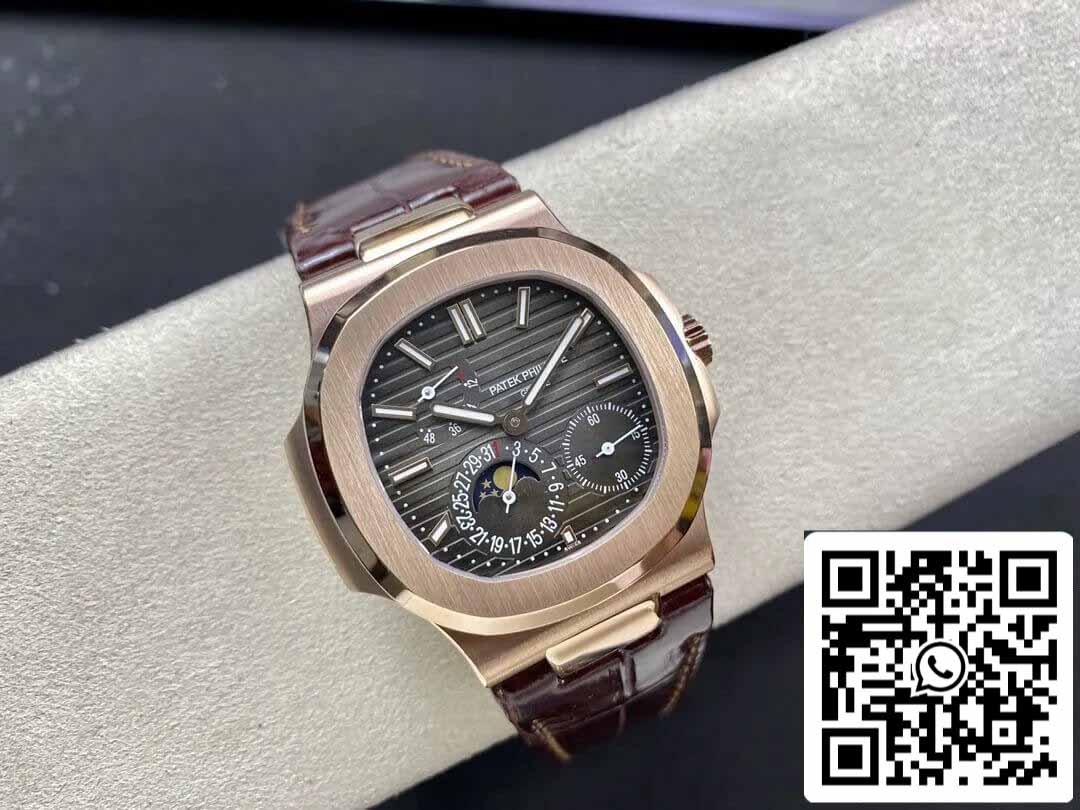 Patek Philippe Nautilus 5712 1:1 Best Edition ZF Factory Brown Leather Strap Grey dial