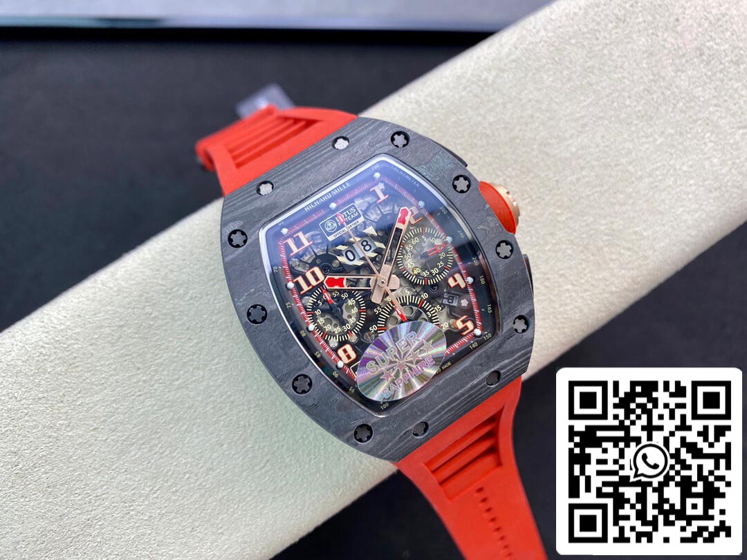 Richard Mille RM011 1:1 Best Edition KV Factory V3 cinturino in caucciù rosso