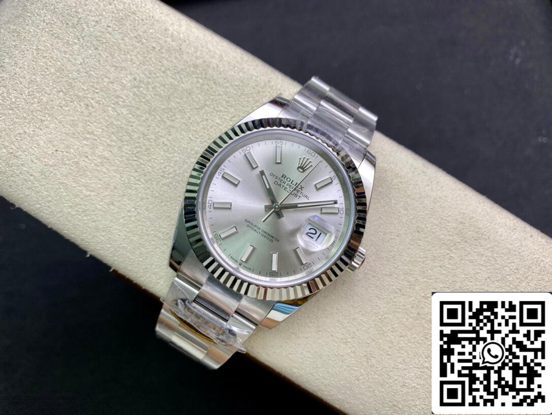 Rolex Datejust M126334-0003 41 mm Correa Oyster Esfera blanca de fábrica limpia