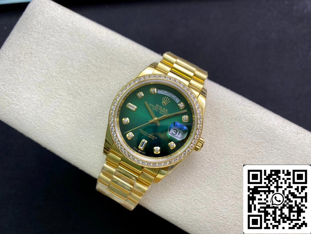 Rolex Day Date M128348RBR-0035 1:1 Mejor Edición EW Factory Degradado Esfera Verde