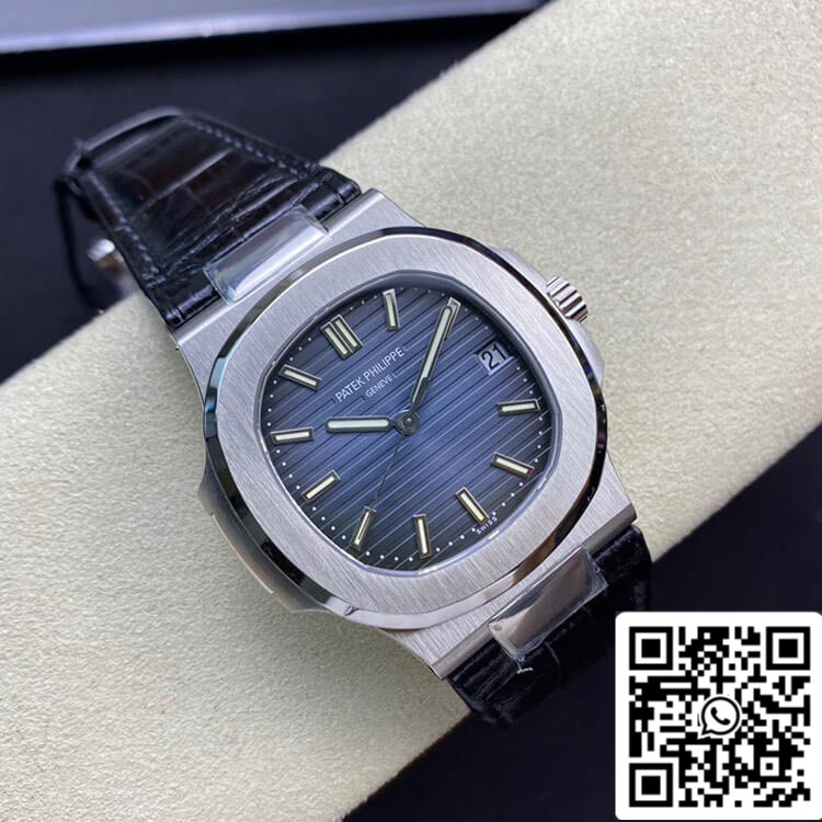 Patek Philippe Nautilus 5711 1: 1 Best Edition 3K Factory quadrante blu cinturino in pelle di vacchetta