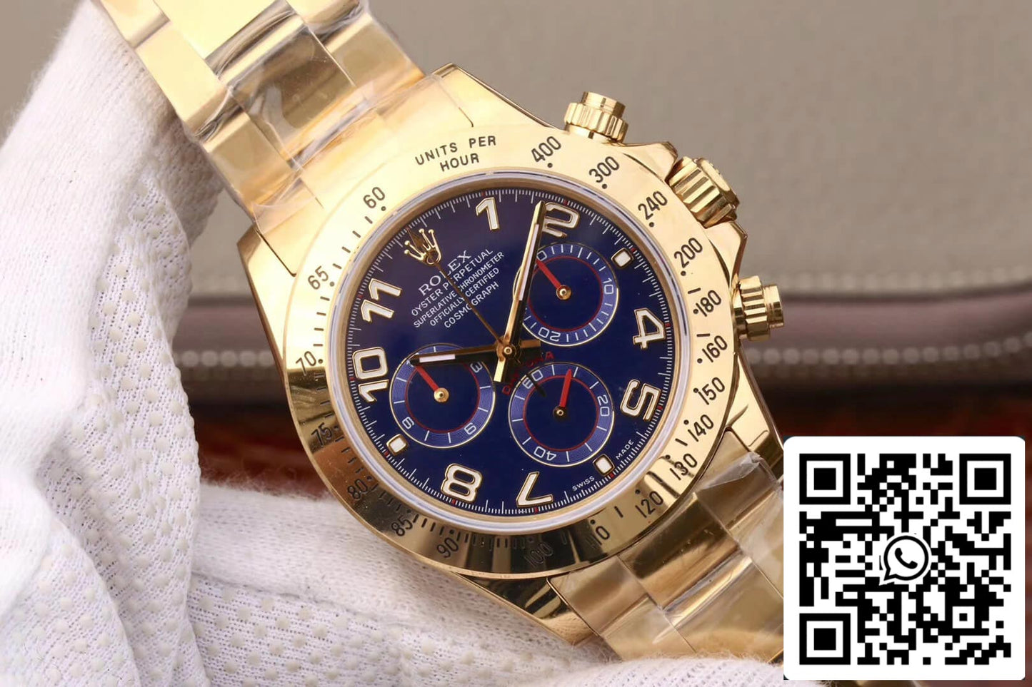 Rolex Daytona Cosmograph 116528 1:1 Best Edition JH Factory quadrante blu in oro giallo