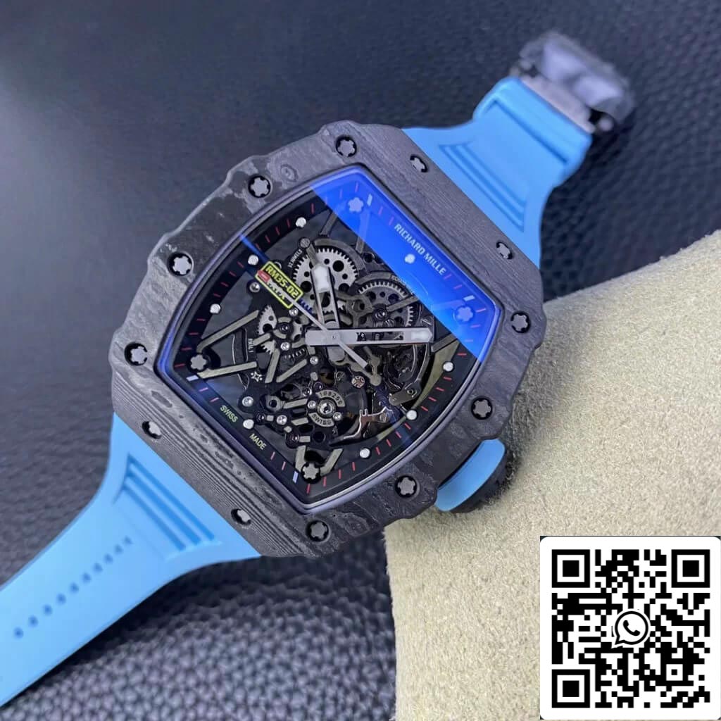 Richard Mille RM35-02 1:1 Best Edition T+ Factory NTPT Carbon Fiber Blue Rubber Strap