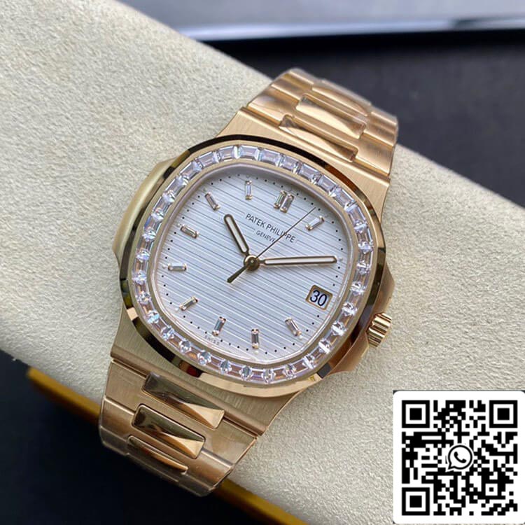 Patek Philippe Nautilus 1:1 Best Edition PPF Factory in oro rosa con diamanti