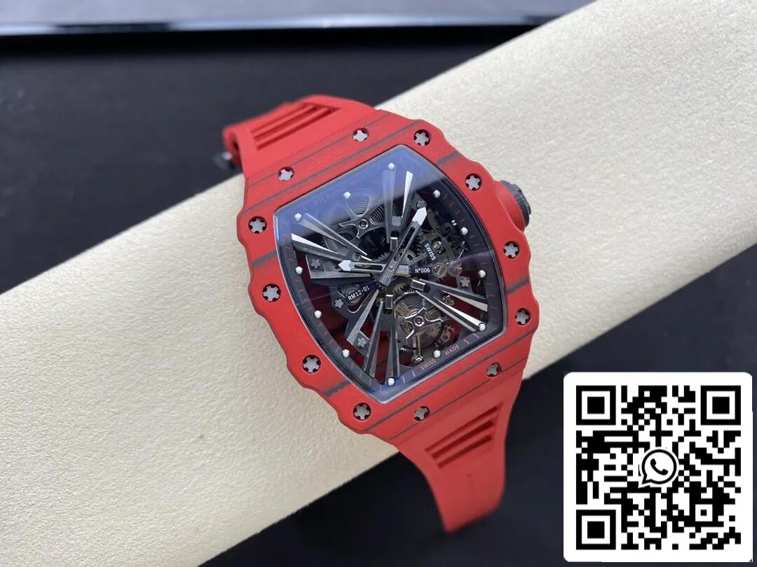 Richard Mille RM12-01 Tourbillon 1:1 Mejor Edición RM Factory Correa de Caucho Roja