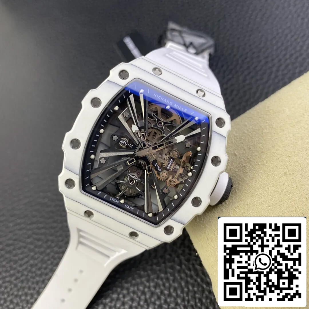 Richard Mille RM12-01 Tourbillon 1:1 Mejor Edición RM Factory Correa de Caucho Blanca