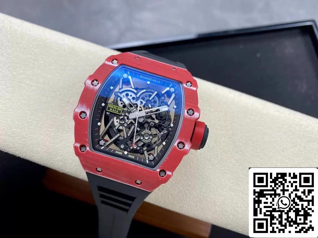 Richard Mille RM35-02 1:1 Best Edition T+ Factory Red Carbon Fiber NTPT Case Black Strap