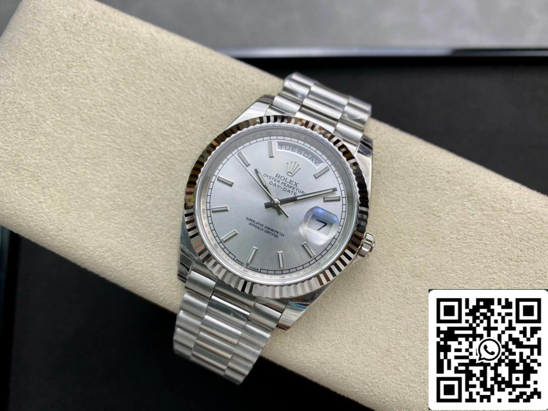 Rolex Day Date 40MM 1:1 Mejor edición EW Factory Esfera plateada