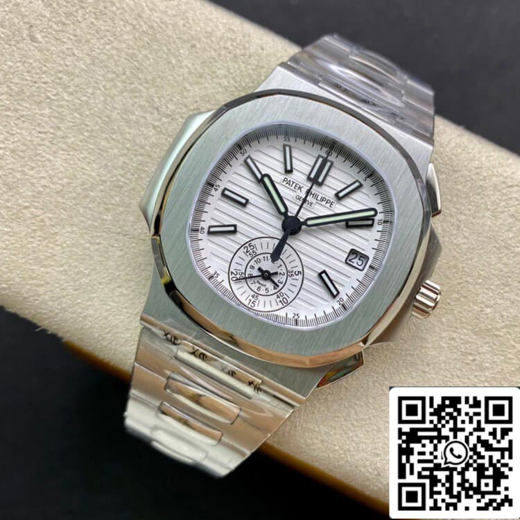 Patek Philippe Nautilus 5980/1A-019 1:1 Mejor Edición 3K Factory V2 Esfera Blanca