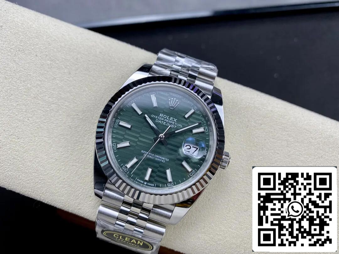 Rolex Datejust 41 Reloj automático para hombre con esfera verde menta 126334-0030 Mejor edición 1:1 CF