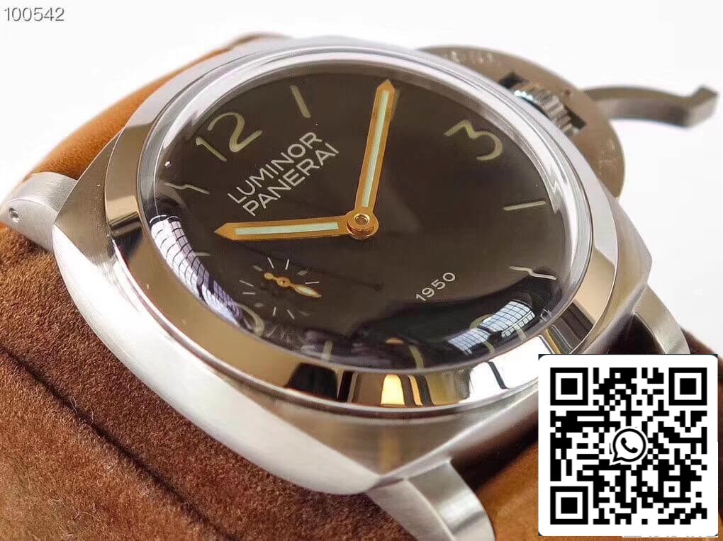 Panerai Luminor 1950 PAM127 ZF Factory 1:1 Best Edition Swiss ETA A6497 Cinturino in morbida pelle marrone chiaro