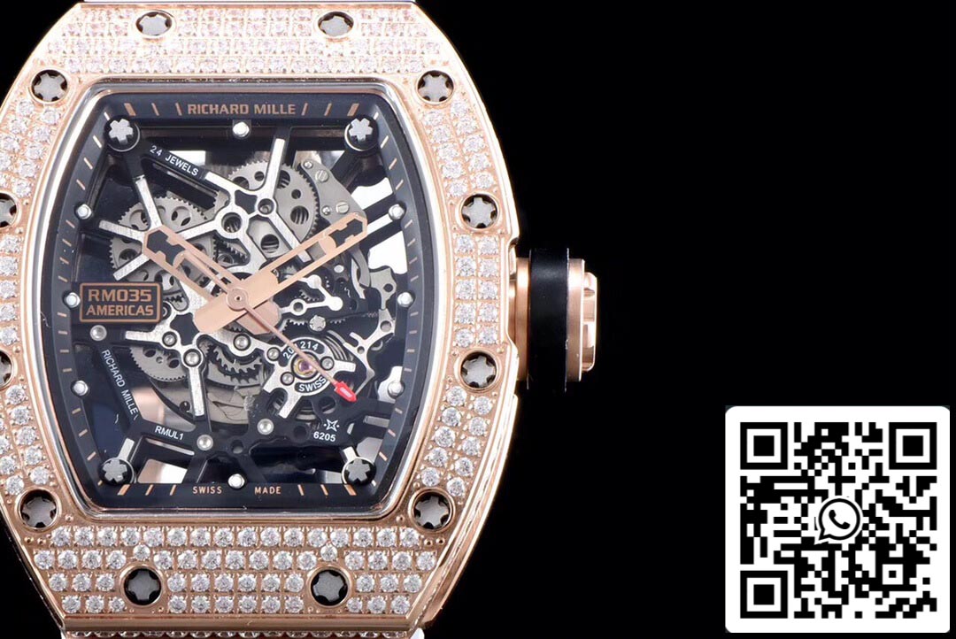 Richard Mille RM035 Americas 1:1 Best Edition KV Factory Caja de diamantes en oro rosa