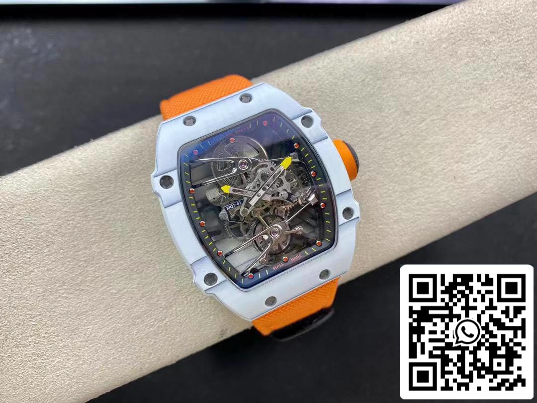 Richard Mille RM27-02 1:1 Best Edition RM Factory Skeleton Tourbillon Orange Strap