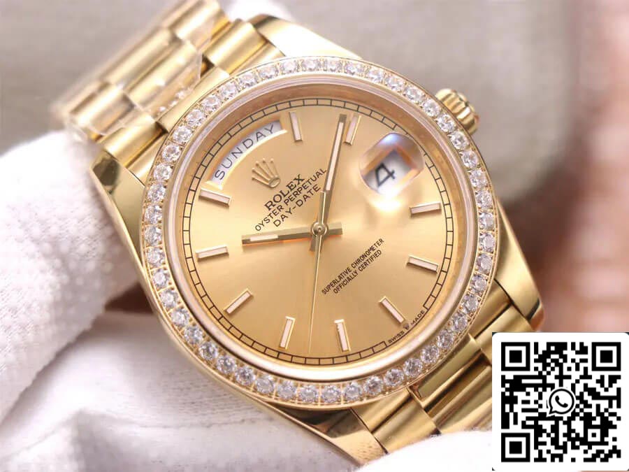 Rolex Day Date M228348RBR-0008 1:1 Mejor edición EW Factory Oro amarillo de 18 quilates