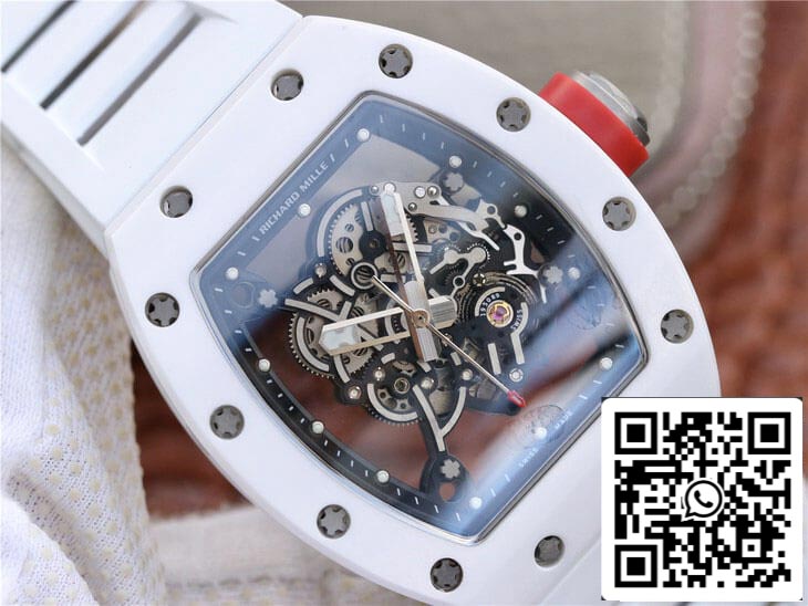 Richard Mille RM055 cinturino in caucciù bianco ceramico KV Factory 1: 1 della migliore edizione