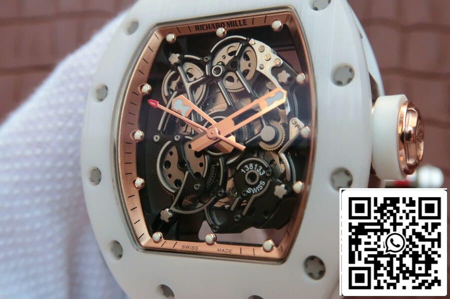 Richard Mille RM055 1:1 Best Edition KV Factory Correa de caucho cerámico blanco