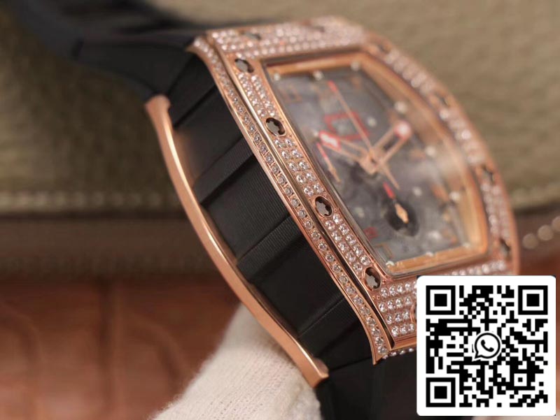 Richard Mille RM011 RG/5423 1:1 Best Edition KV Factory Rose Gold Diamond Swiss Movement