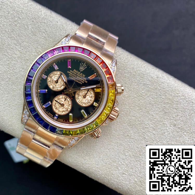 Rolex Daytona 116595 RBOW 1:1 Mejor Edición TW Factory Oro Rosa Esfera Negra