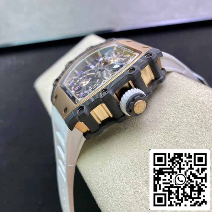 Richard Mille RM21-01 1:1 Mejor Edición RM Factory Tourbillon Esfera Esqueleto Correa Blanca