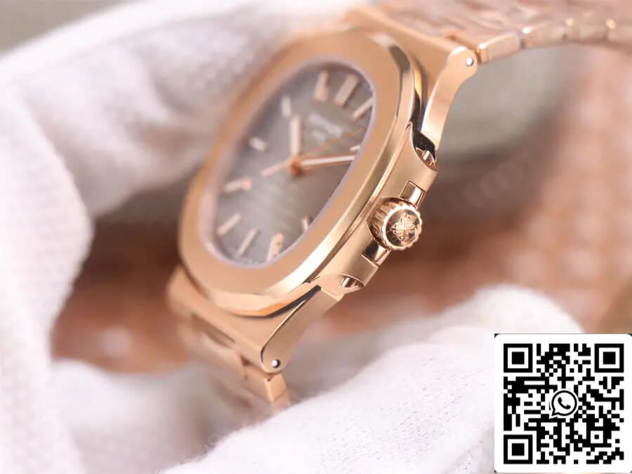 Patek Philippe Nautilus 5711/1R-001 1:1 Mejor Edición PPF Factory V4 Oro Rosa Esfera Marrón Suizo ETA324