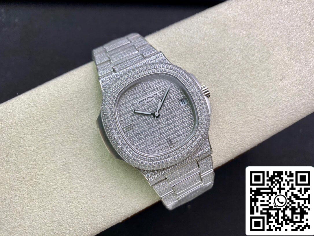 Patek Philippe Nautilus 5719/10G-010 1:1 Miglior Edizione PPF Factory V4 Argento Diamante Svizzero ETA324