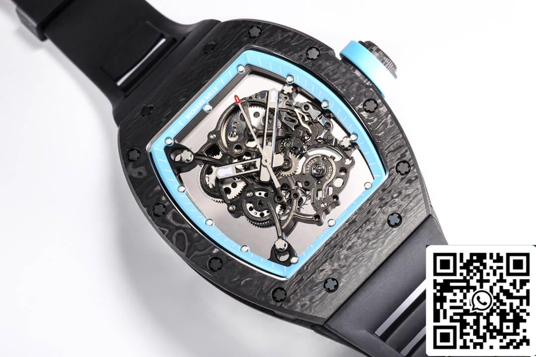 Richard Mille RM055 NTPT 1:1 Mejor edición BBR Factory Correa de caucho negra