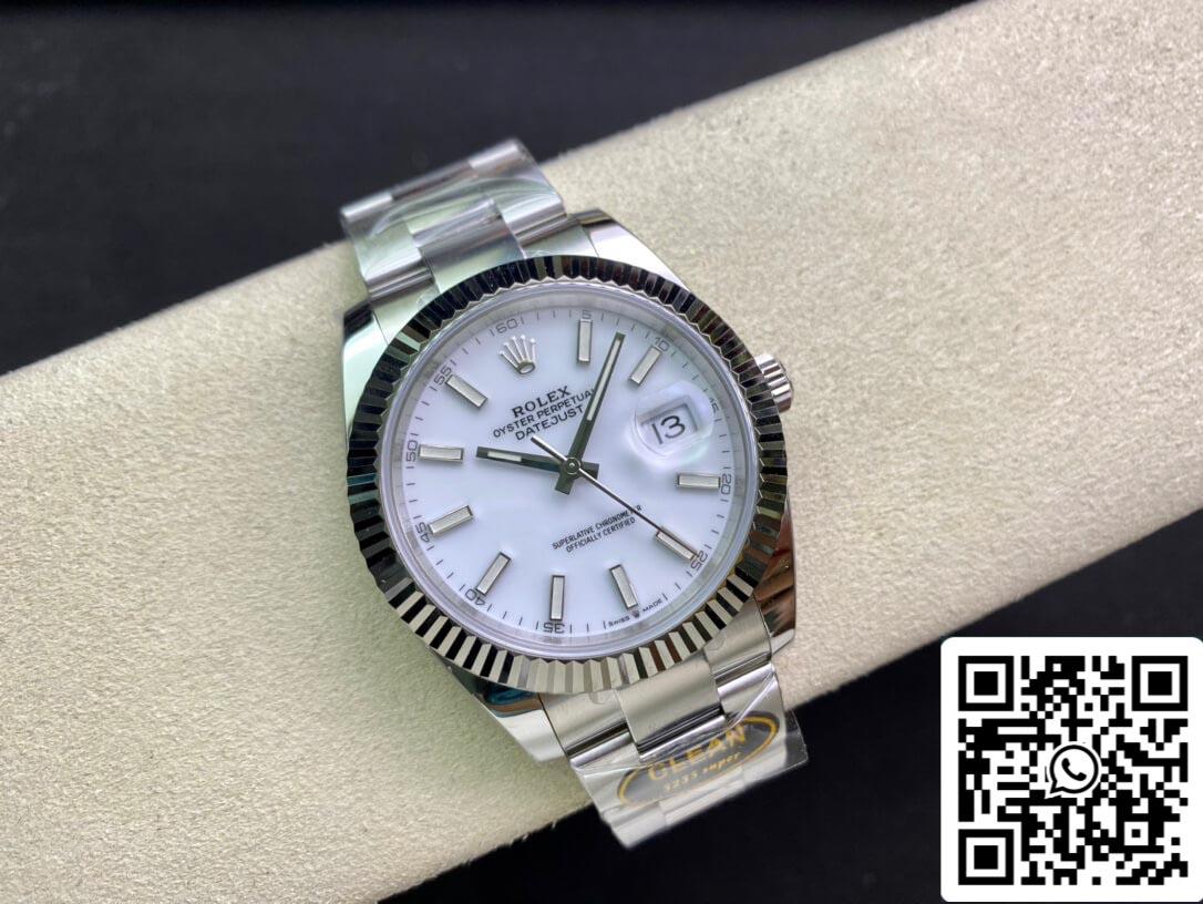 Rolex Datejust M126334-0009 cinturino Oyster da 41 mm quadrante bianco pulito di fabbrica