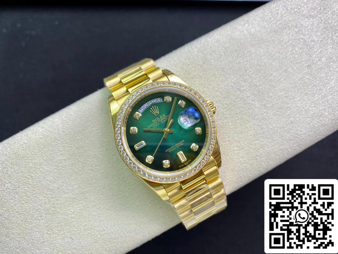 Rolex Day Date M128348RBR-0035 1:1 Mejor Edición EW Factory Degradado Esfera Verde