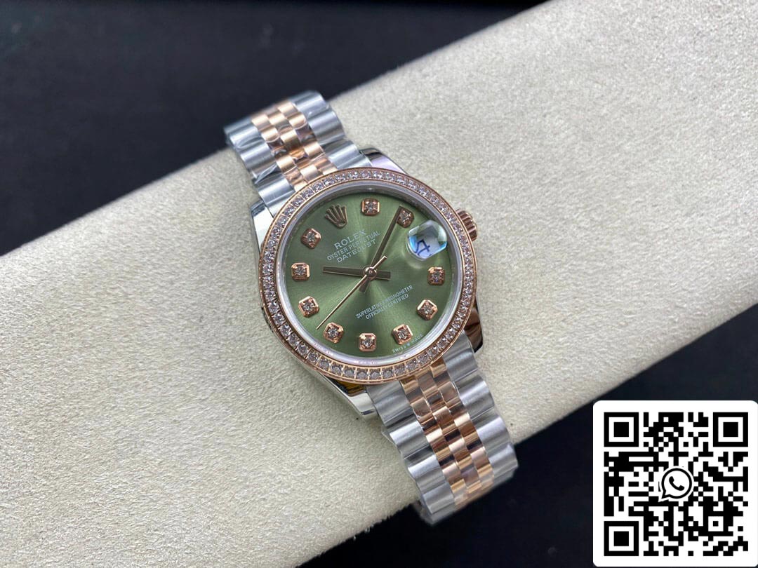 Rolex Datejust 31MM 1:1 Best Edition EW Factory quadrante verde oro rosa