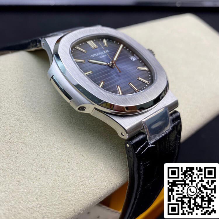 Patek Philippe Nautilus 5711 1: 1 Best Edition 3K Factory quadrante blu cinturino in pelle di vacchetta