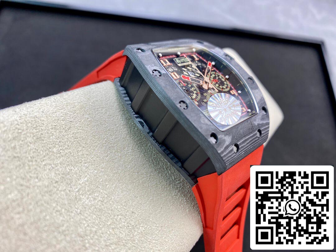 Richard Mille RM011 1:1 Best Edition KV Factory V3 cinturino in caucciù rosso