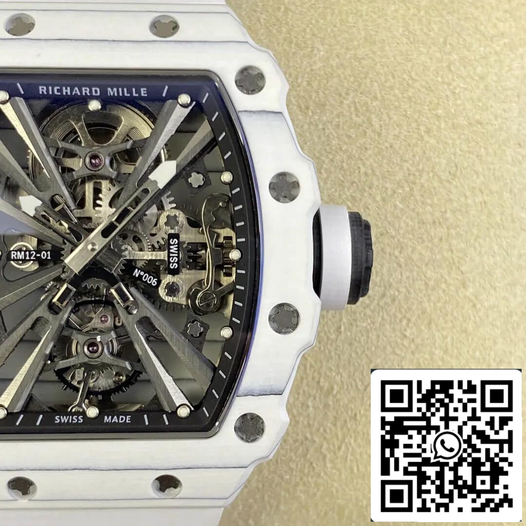 Richard Mille RM12-01 Tourbillon 1:1 Mejor Edición RM Factory Correa de Caucho Blanca