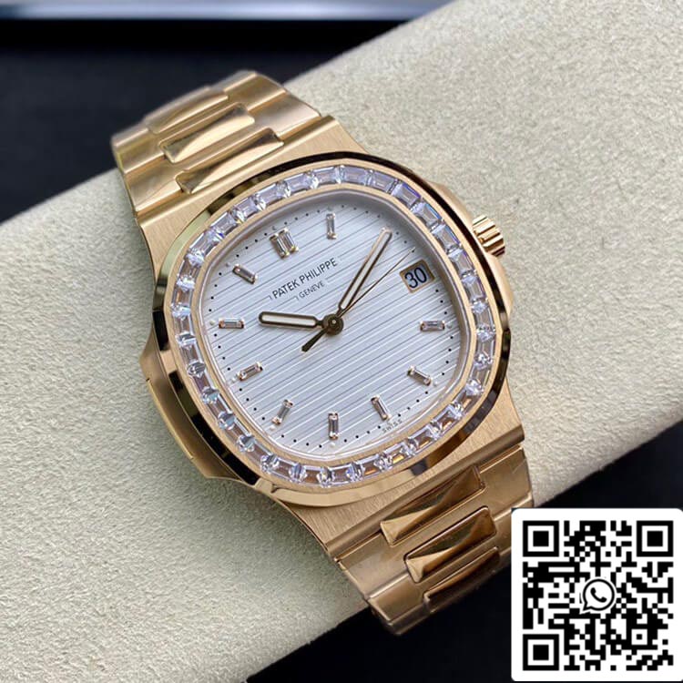 Patek Philippe Nautilus 1:1 Mejor edición PPF Factory Oro rosa con diamantes