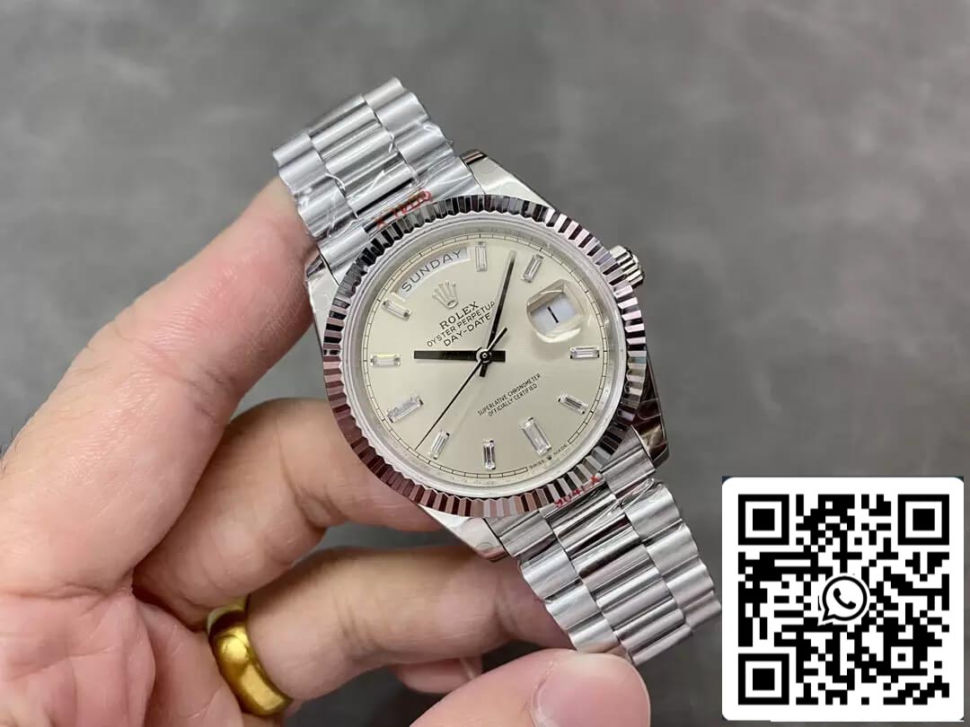 Rolex Day Date M228236-0002 1:1 Mejor edición GM Factory Esfera plateada V2