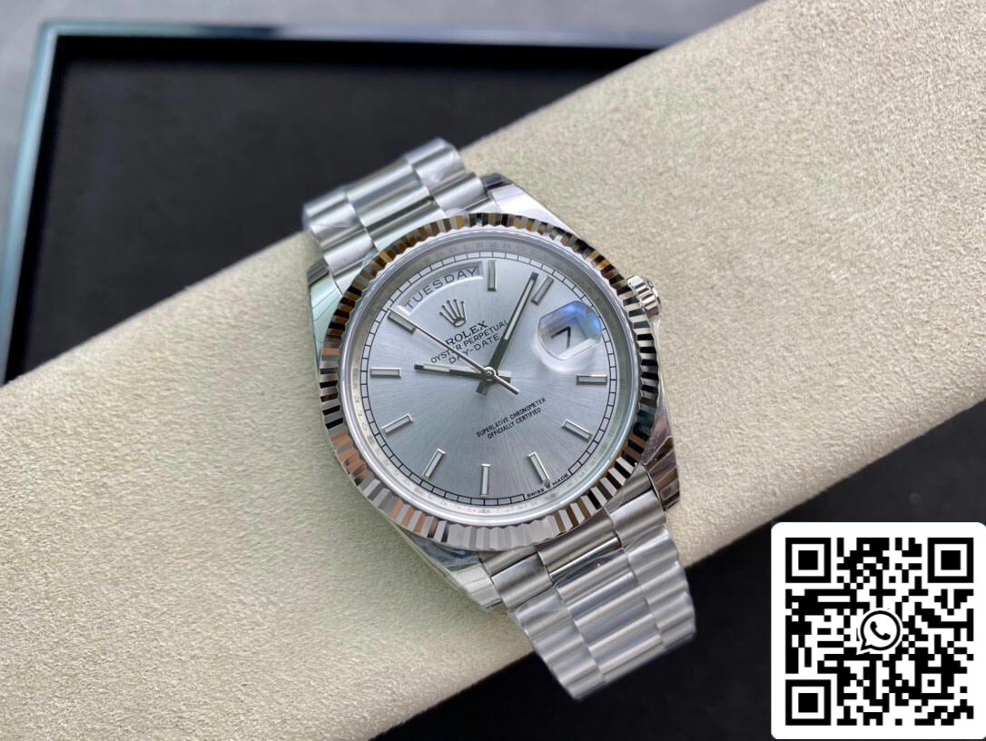 Rolex Day Date 40MM 1:1 Mejor edición EW Factory Esfera plateada