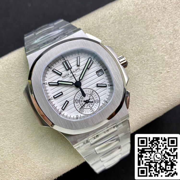 Patek Philippe Nautilus 5980/1A-019 1:1 Mejor Edición 3K Factory V2 Esfera Blanca