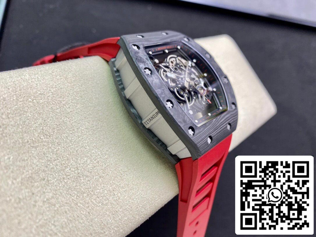 Richard Mille RM055 1:1 Best Edition KV Factory V2 cinturino rosso in fibra di carbonio