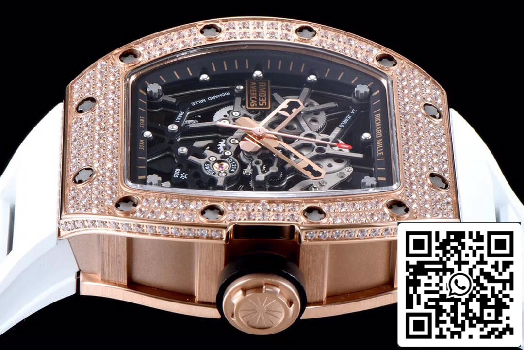 Richard Mille RM035 Americas 1:1 Best Edition KV Factory Caja de diamantes en oro rosa