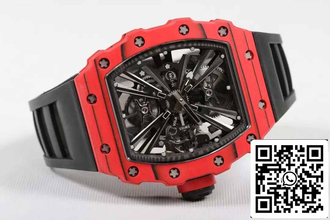 Richard Mille RM12-01 Tourbillon 1:1 Best Edition RM Factory Red Case Black Rubber Strap