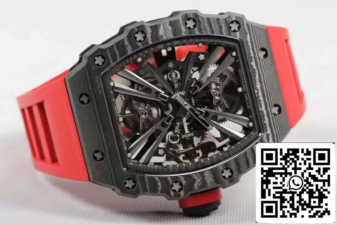 Richard Mille RM12-01 Tourbillon 1:1 Mejor edición RM Factory Esfera esqueleto de fibra de carbono