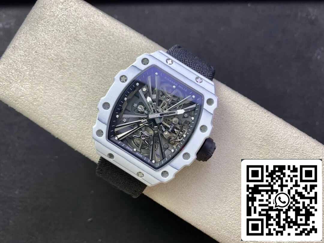 Richard Mille RM12-01 Tourbillon 1:1 Best Edition RM Factory Caja de fibra de carbono blanca